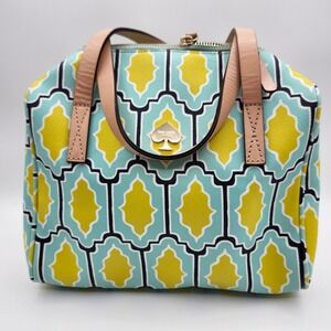 Kate Spade New York Cabana Tile Damien Satchel Handbag Seaglass Teal Lime